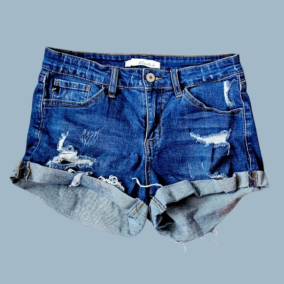 KanCan Distressed Jean Shorts Size 7 - Picture 1 of 4